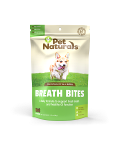 Front of the Pet Naturals Breath Bites bag