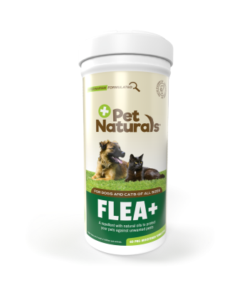 Front of the Pet Naturals Flea+ container
