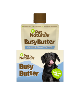 Pet Naturals Busy Butter pouch in a display box
