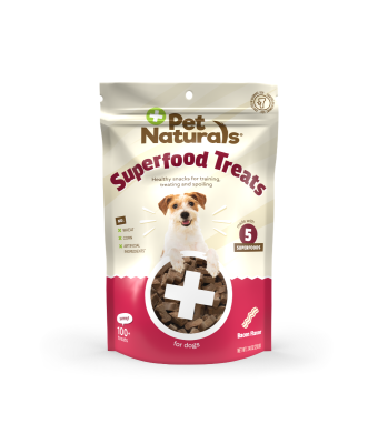 Front of the Pet Naturals Superfood Treats Bacon Flavor bag
